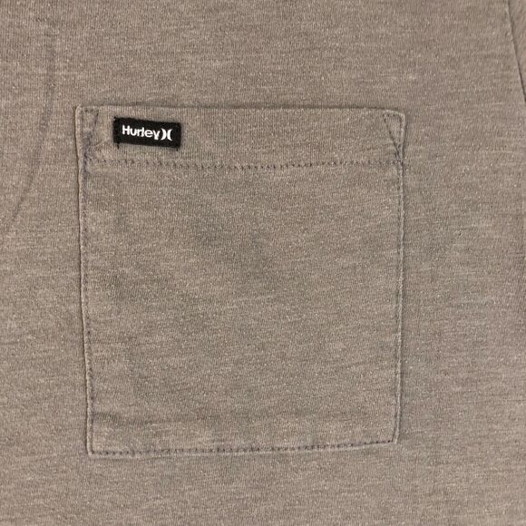 Hurley Shirt Mens Large Gray Solid Preppy Dad Golf Polo Normcore Pocket Logo - Picture 3 of 9